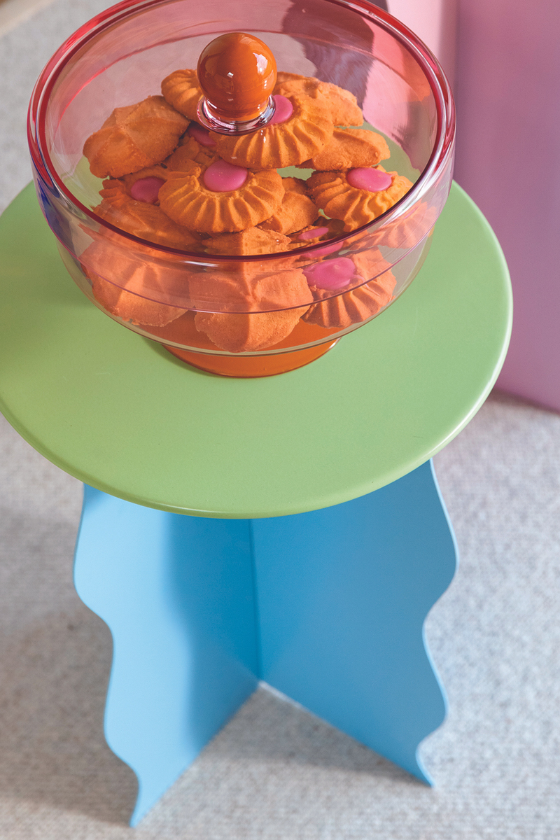 Light Blue Curvy Metal Side Table