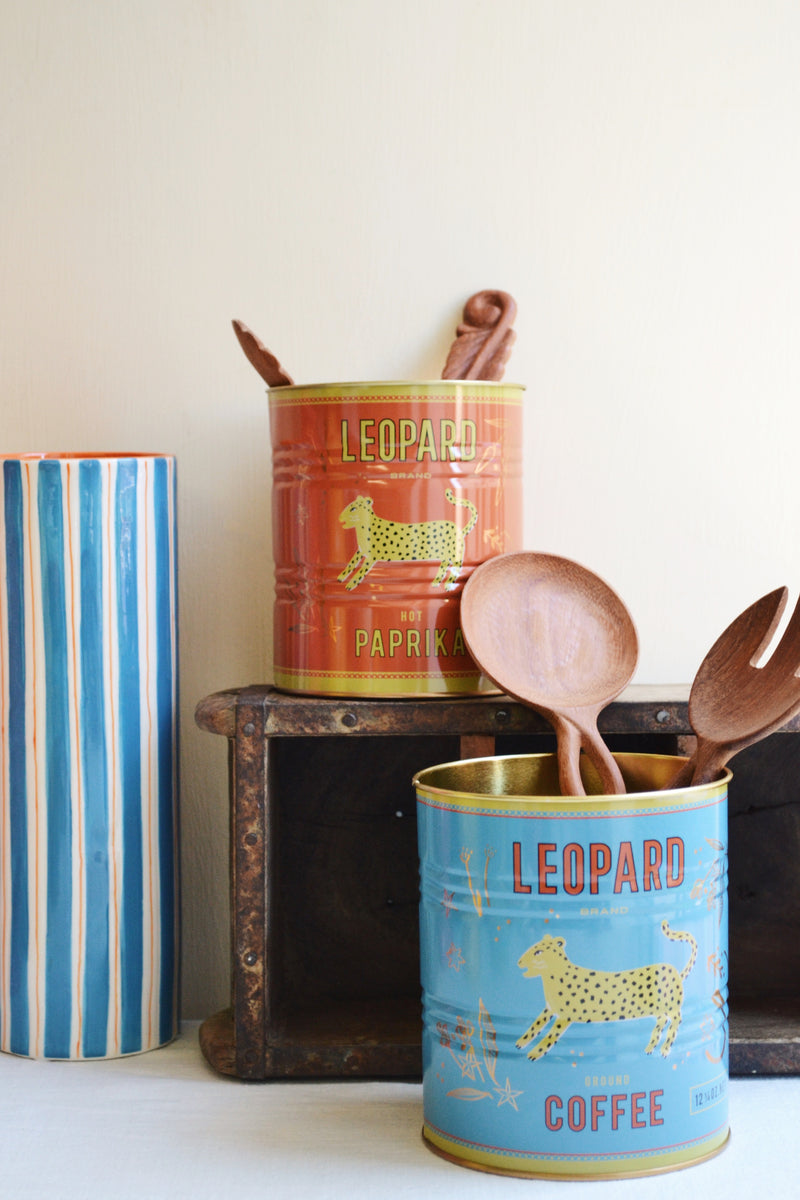 Set of Two Storage Tins - Leopard Paprika and Coffee