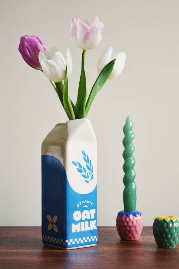 Oat Milk Carton Vase