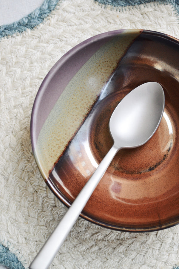 Glazed Bowl - Purple and Brown