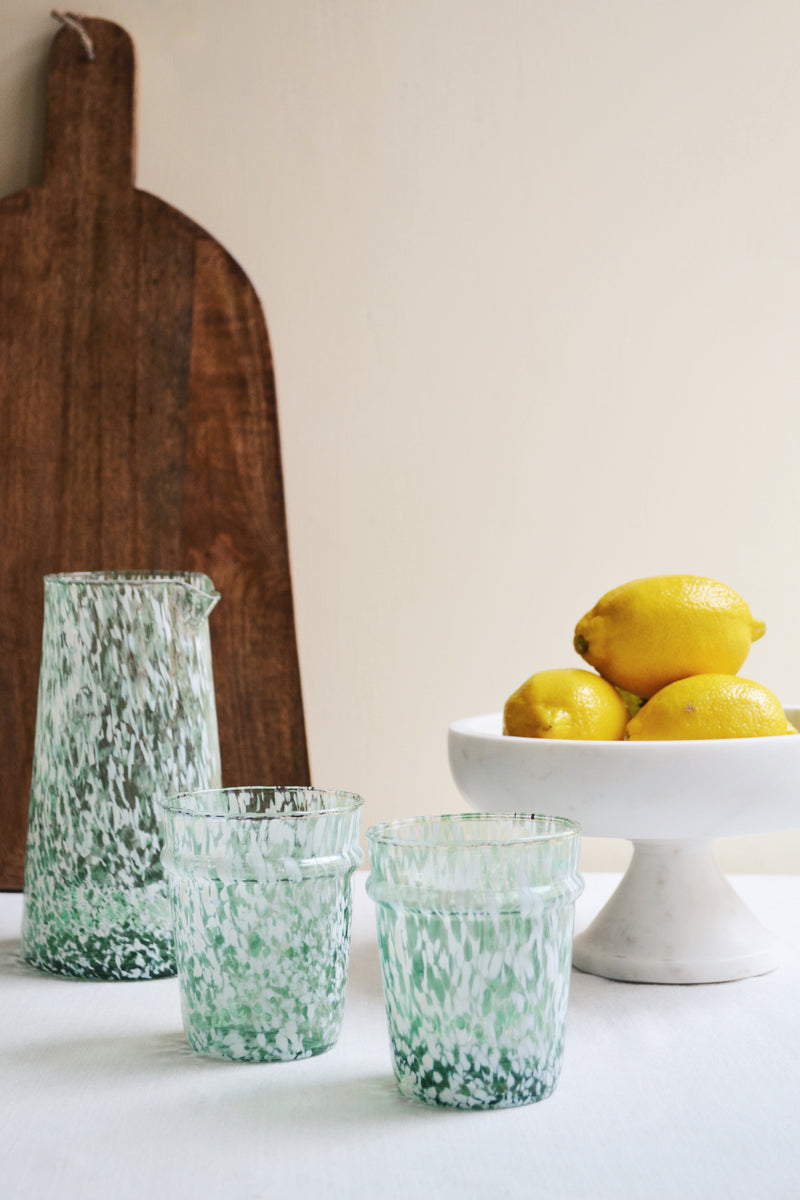 Green and White Speckled Glass