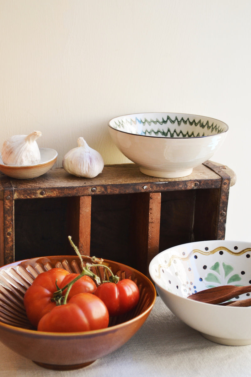 Hand Painted Brown Serving Bowl