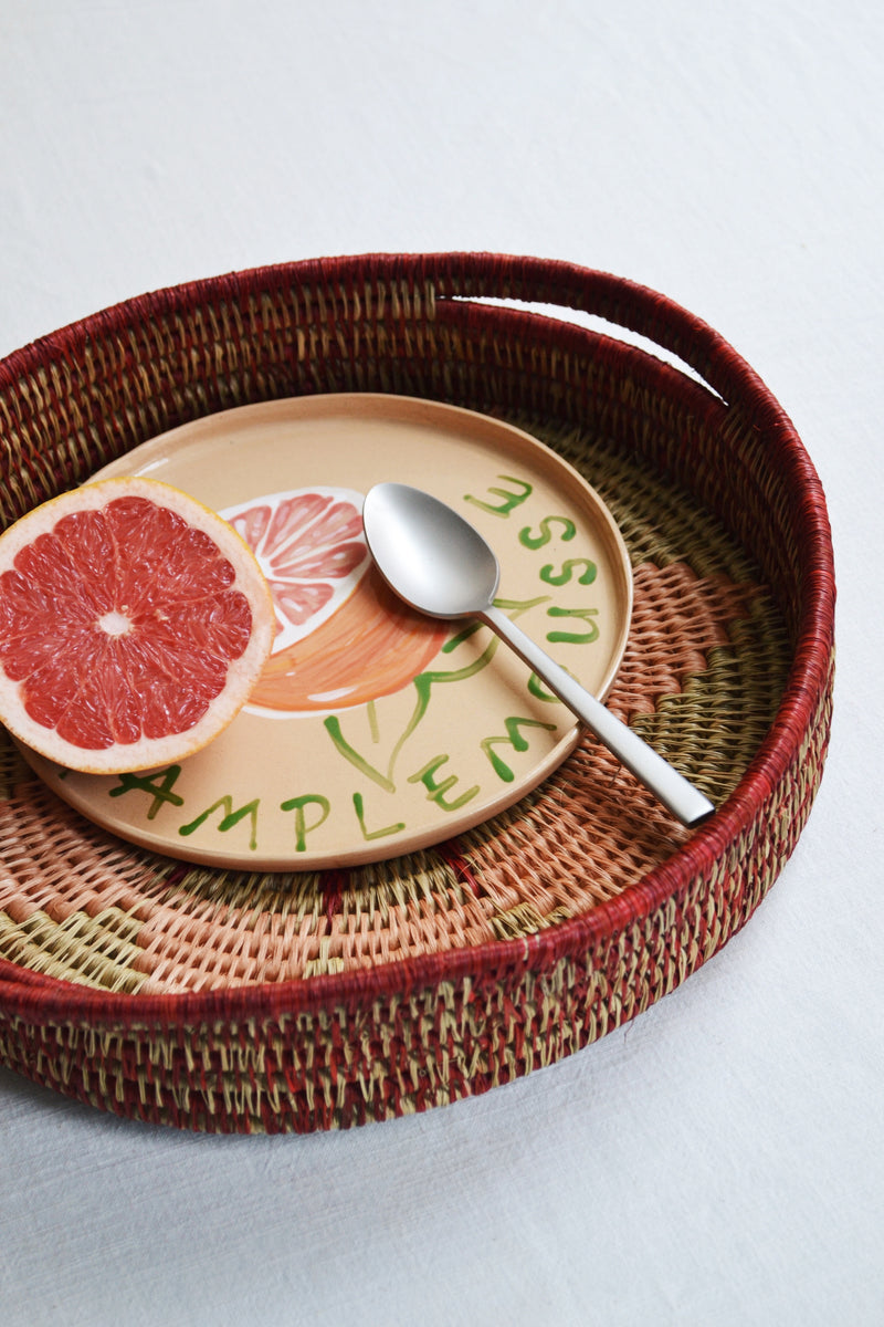 Red and Peach Handwoven Tray