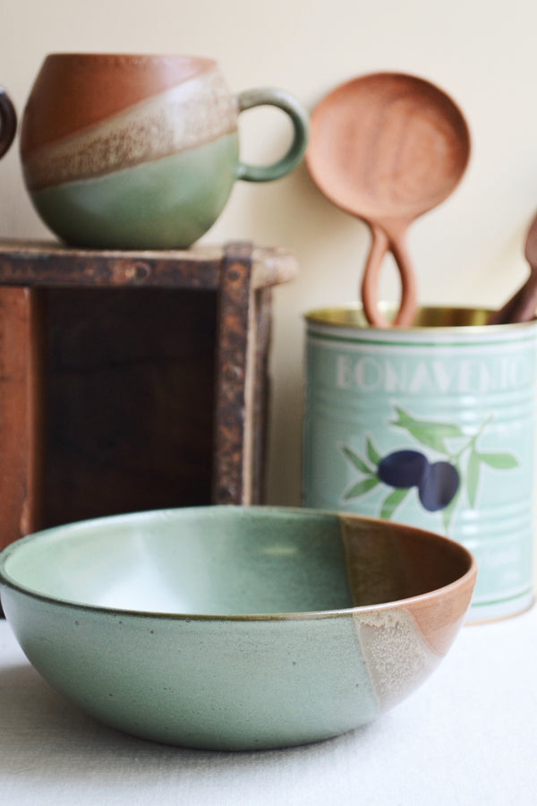 Glazed Bowl - Green and Brown