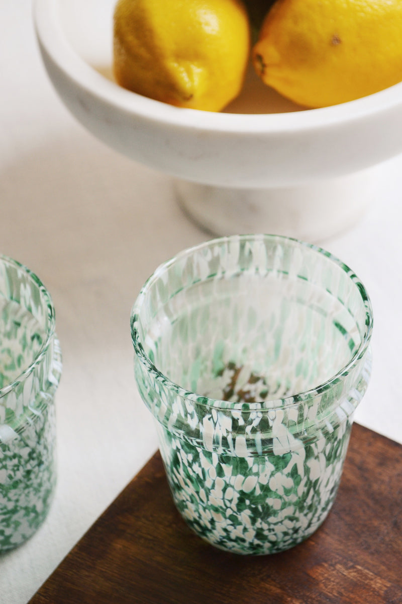 Green and White Speckled Glass