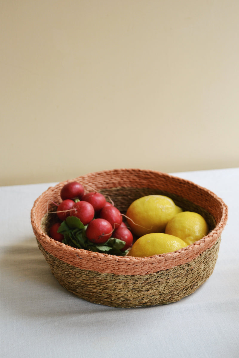 Peach and Natural Handwoven Basket