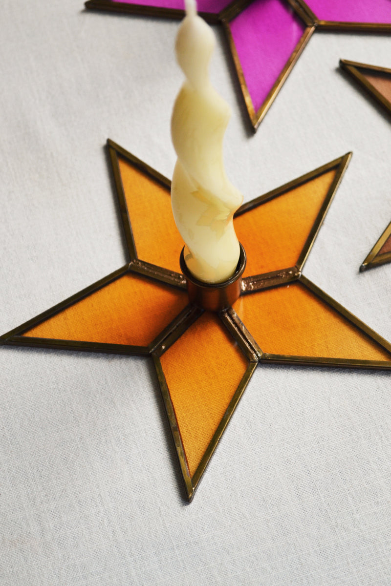 Glass Stained Glass Star Candle Stand