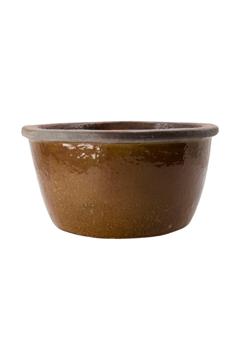 Mustard Low Glazed Planter - Small