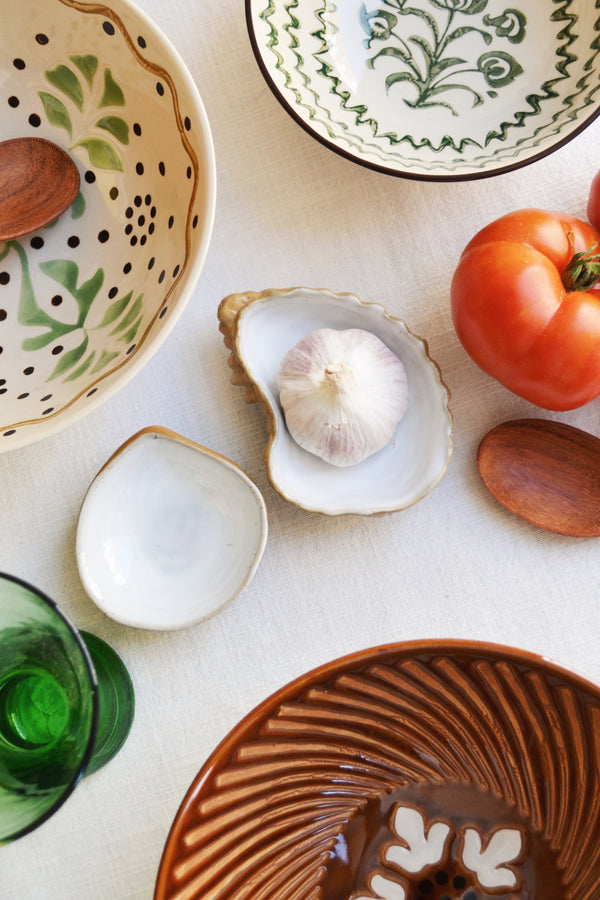 Set of Two Small Stoneware Seashell Bowls