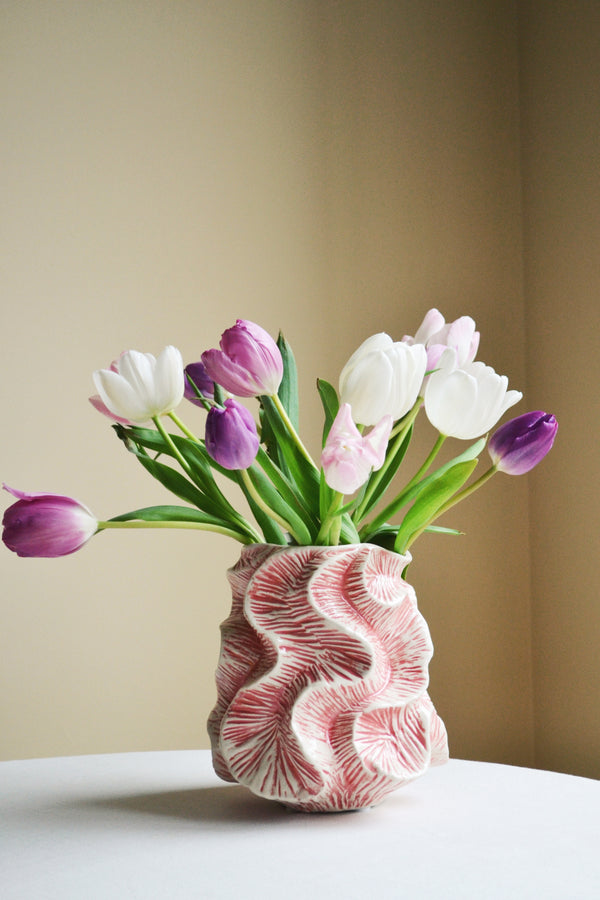 Stoneware Rose Coral Vase