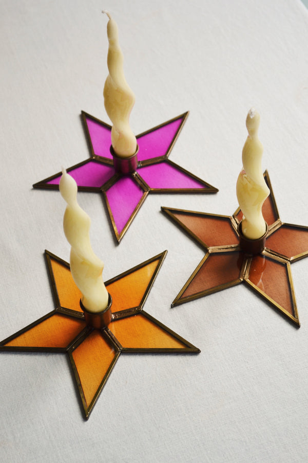 Glass Stained Glass Star Candle Stand