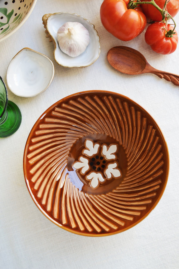 Hand Painted Brown Serving Bowl