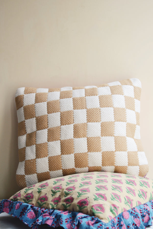 HKLIVING ® | Checkerboard Woven Cushion - Grapefruit