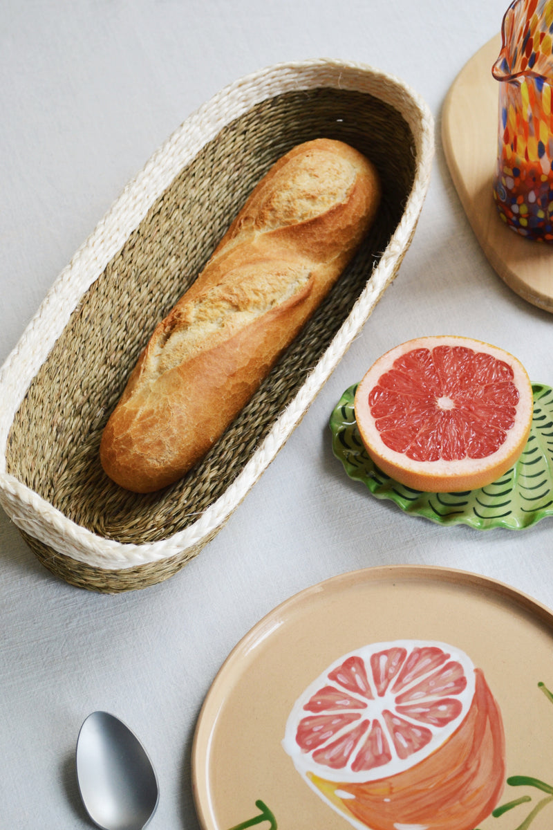 White and Natural Handwoven Baguette Basket