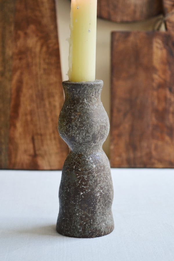 Grey Brown Rustic Candle Holder