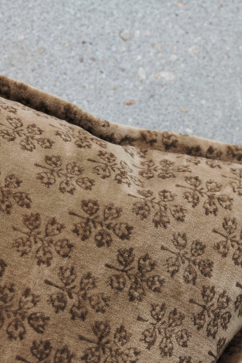 Mustard Velvet Patterned Cushion