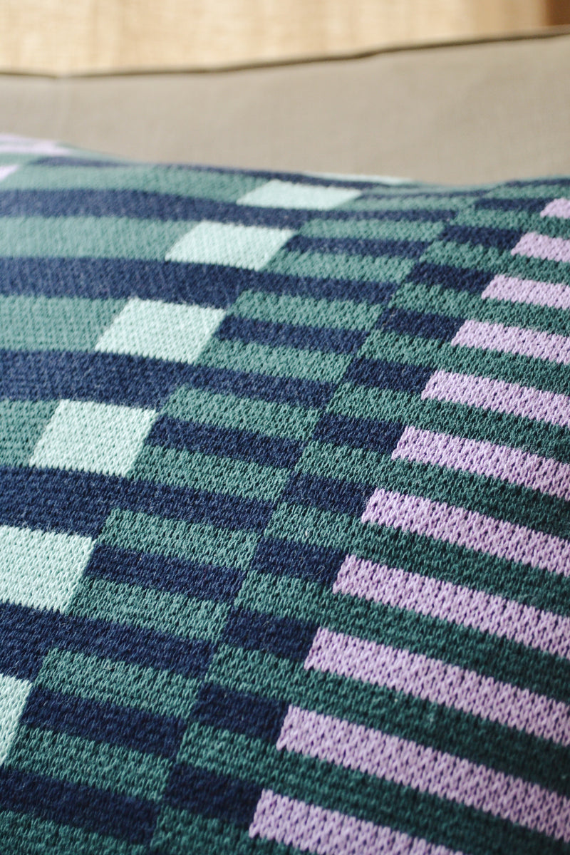 Key Knitted Cushion Purple / Green