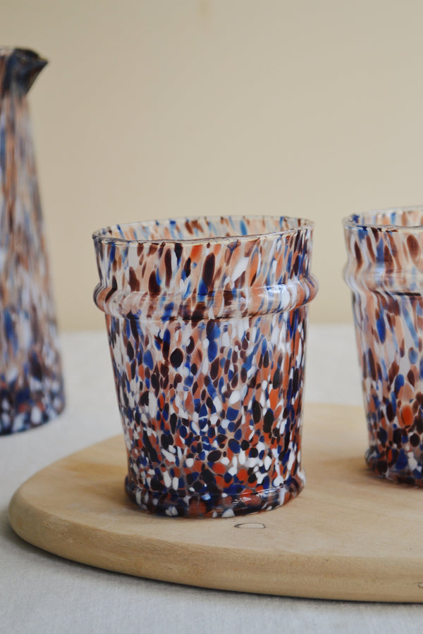 Blue and Brown Speckled Glass