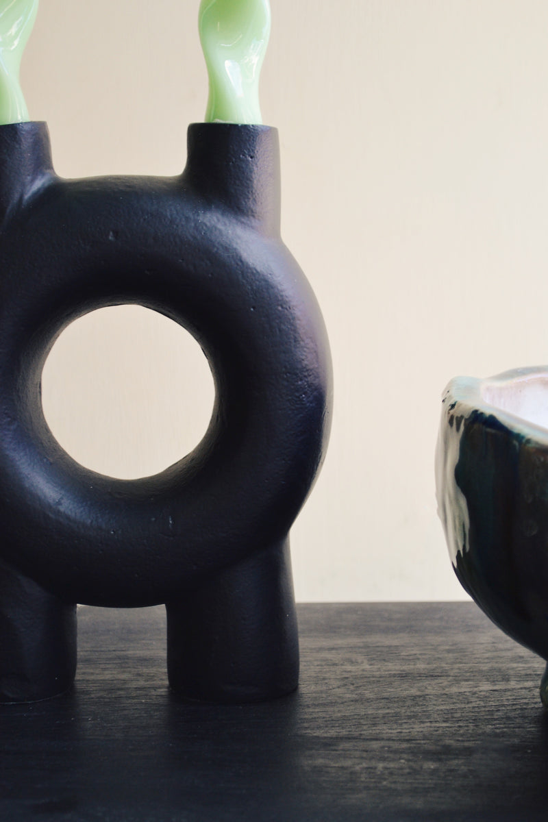 Circular Black Candle Holder