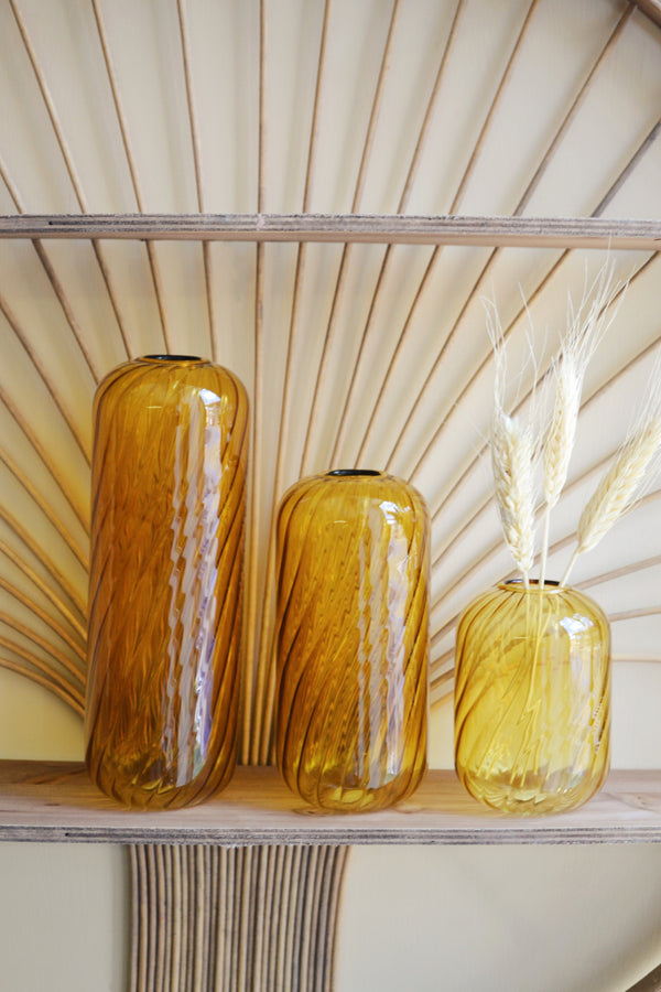 Set of Three Amber Vases