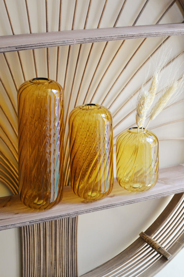 Set of Three Amber Vases