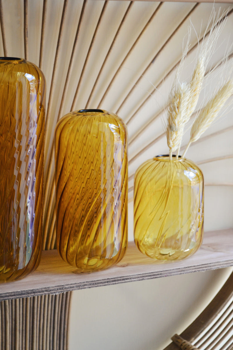 Set of Three Amber Vases
