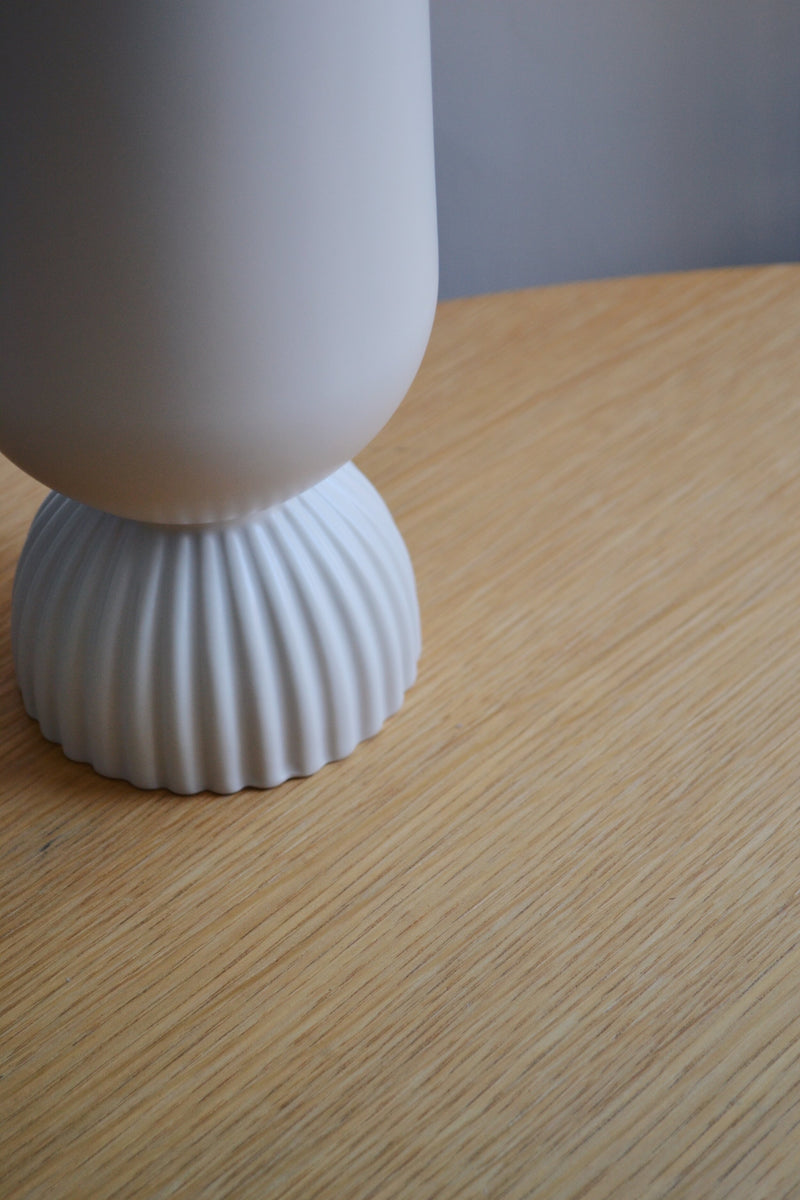 White Ribbed Base Vase