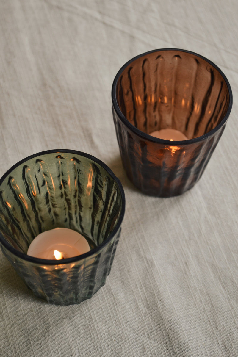 Glass Tea Light Holder - Two Colours Available