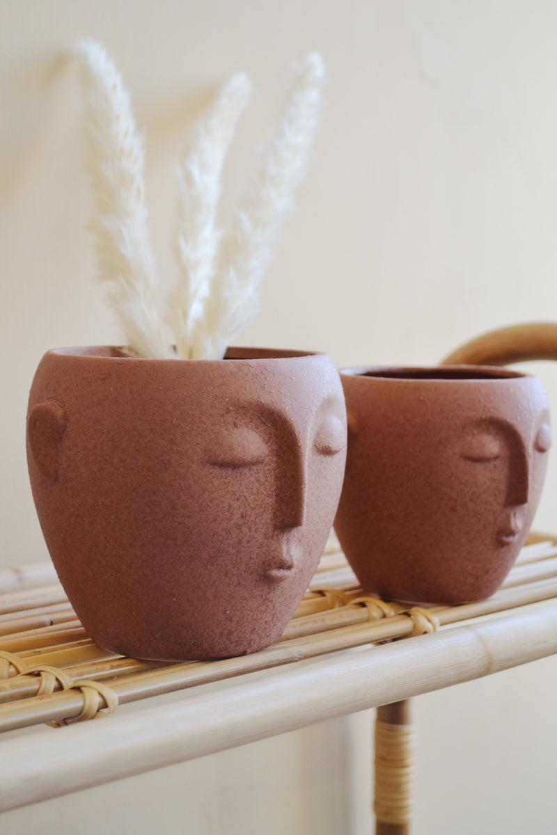 Terracotta Face Flower Pot - Two Sizes Available