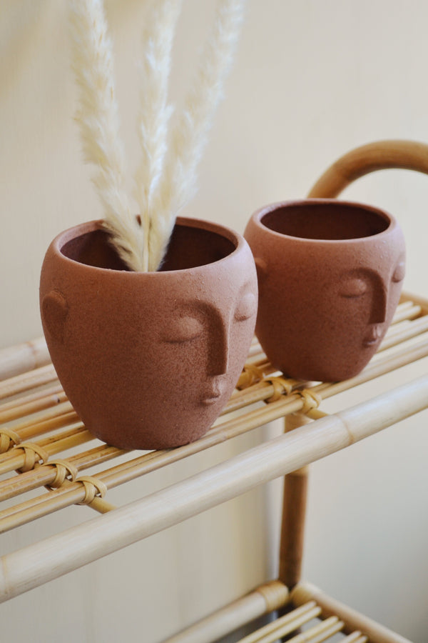Terracotta Face Flower Pot - Two Sizes Available