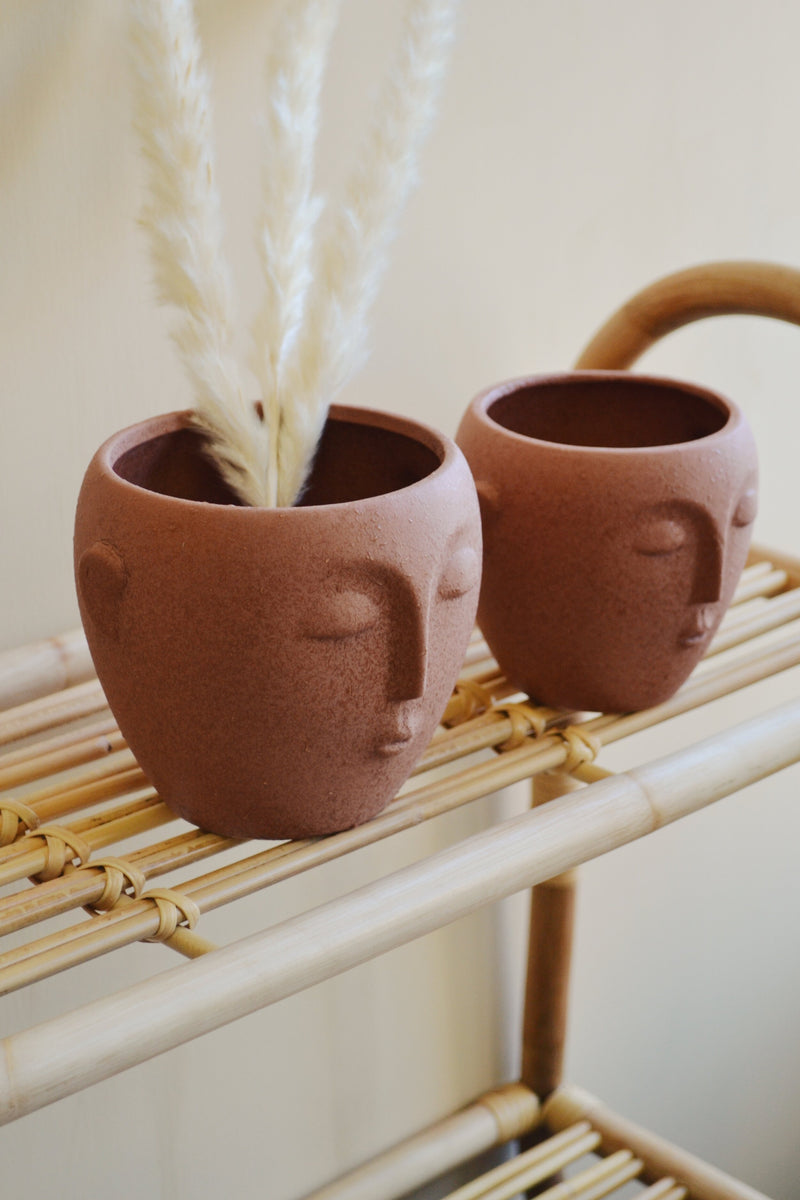 Terracotta Face Flower Pot - Two Sizes Available