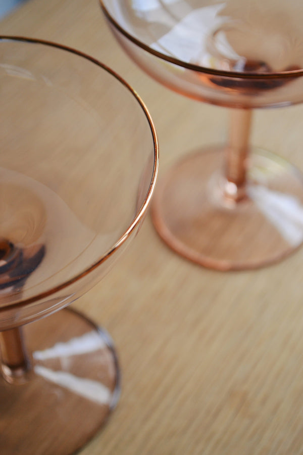 Set of Two Pink Champagne Coupes