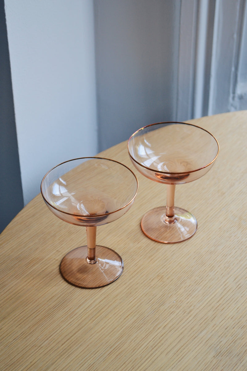 Set of Two Pink Champagne Coupes