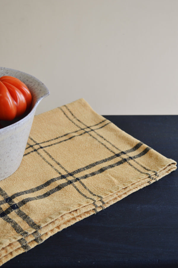 Checked Mustard Kitchen Fringed Towel