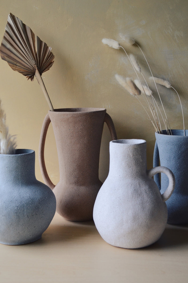 Blue Stoneware Pot with Two Handles