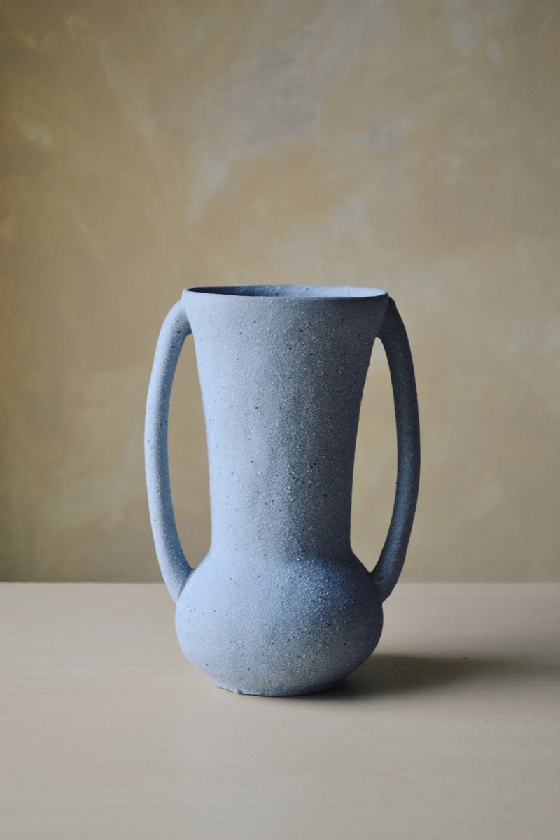 Blue Stoneware Pot with Two Handles