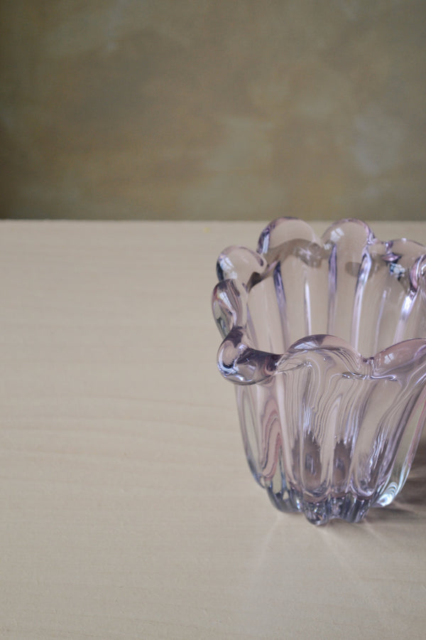 Small Curved Pink Glass Vase