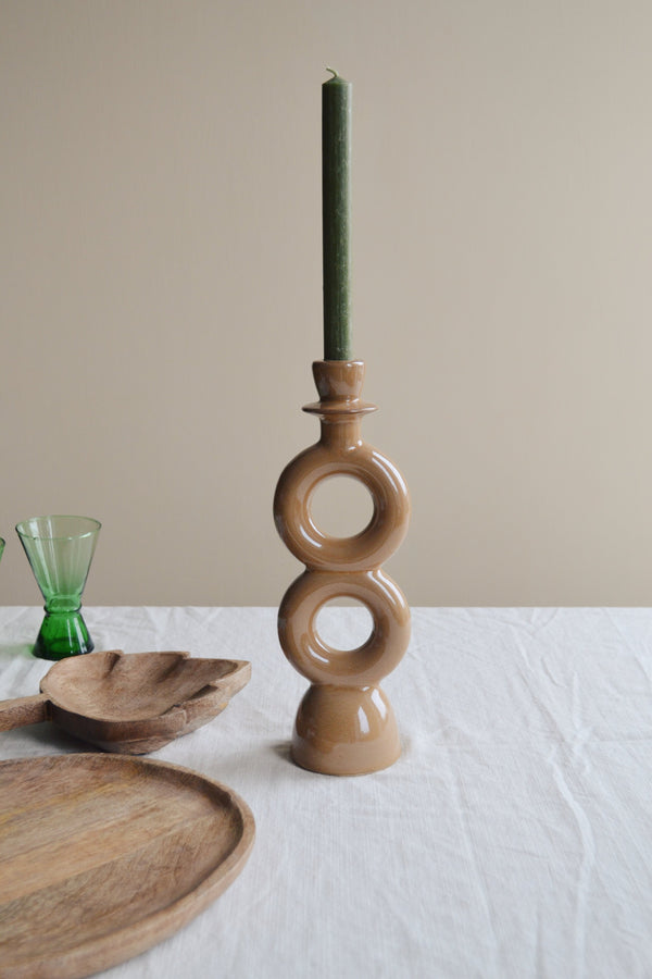 Mustard Stoneware Candle Holder