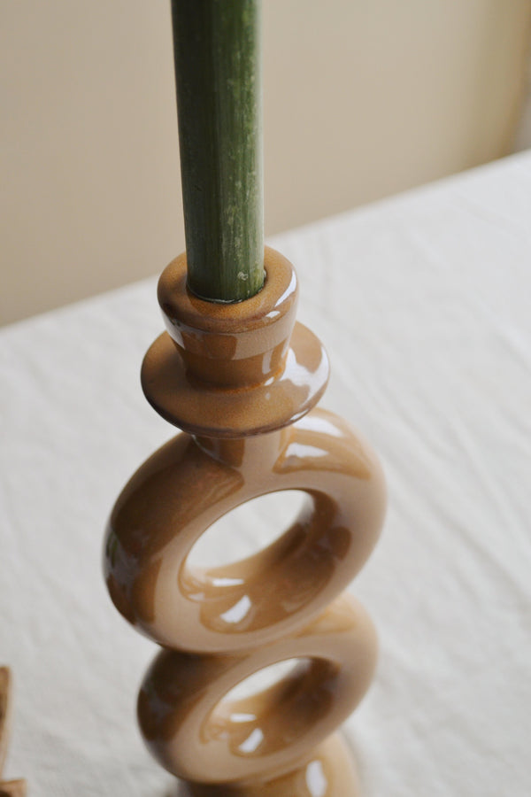 Mustard Stoneware Candle Holder