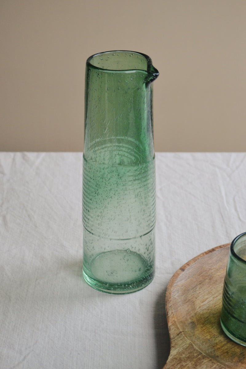 Recycled Chunky Green Glass Jug