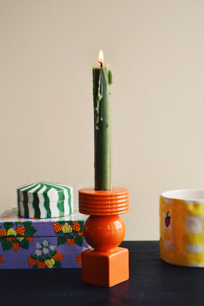 Orange Geometric Stack Candle Holder