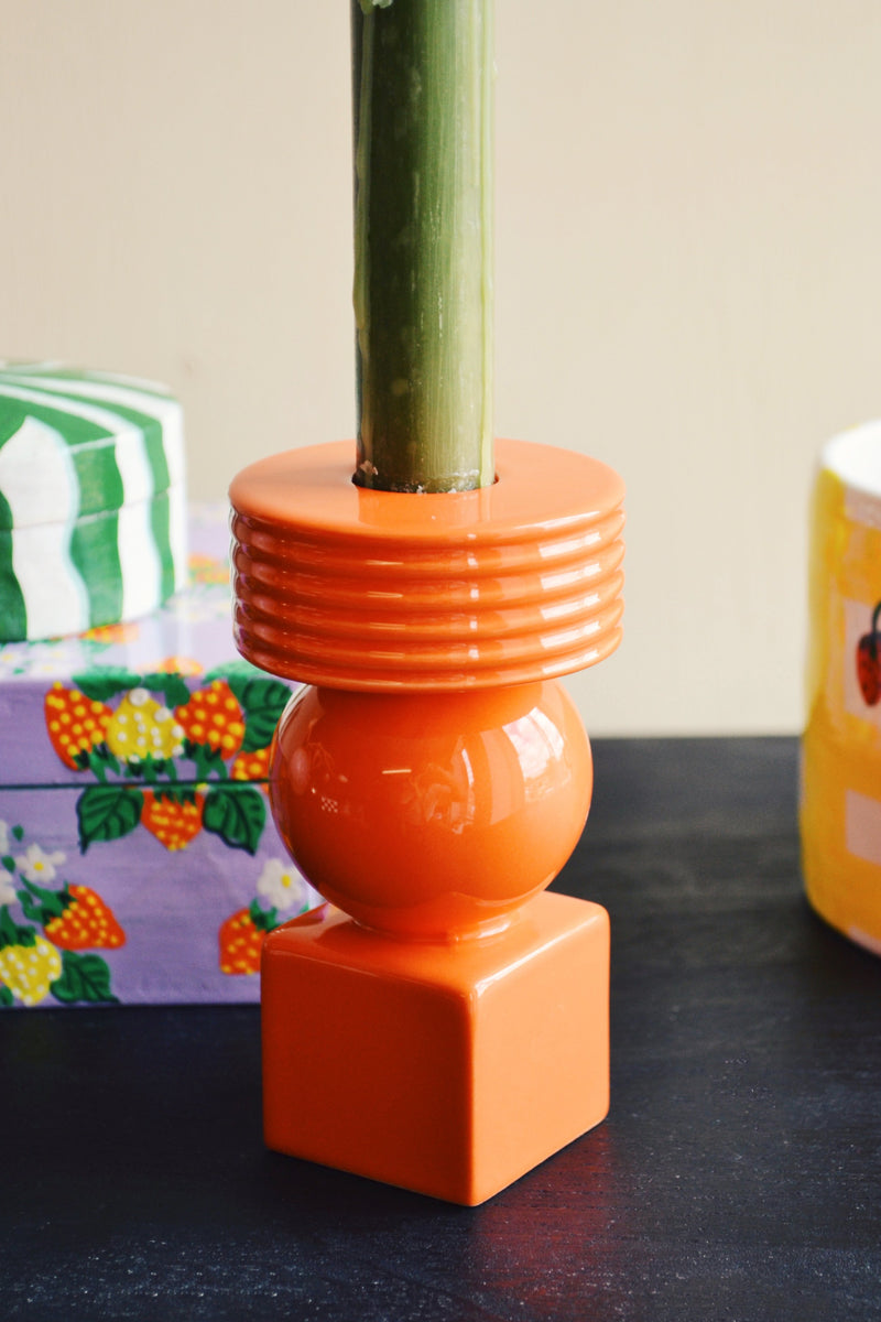 Orange Geometric Stack Candle Holder