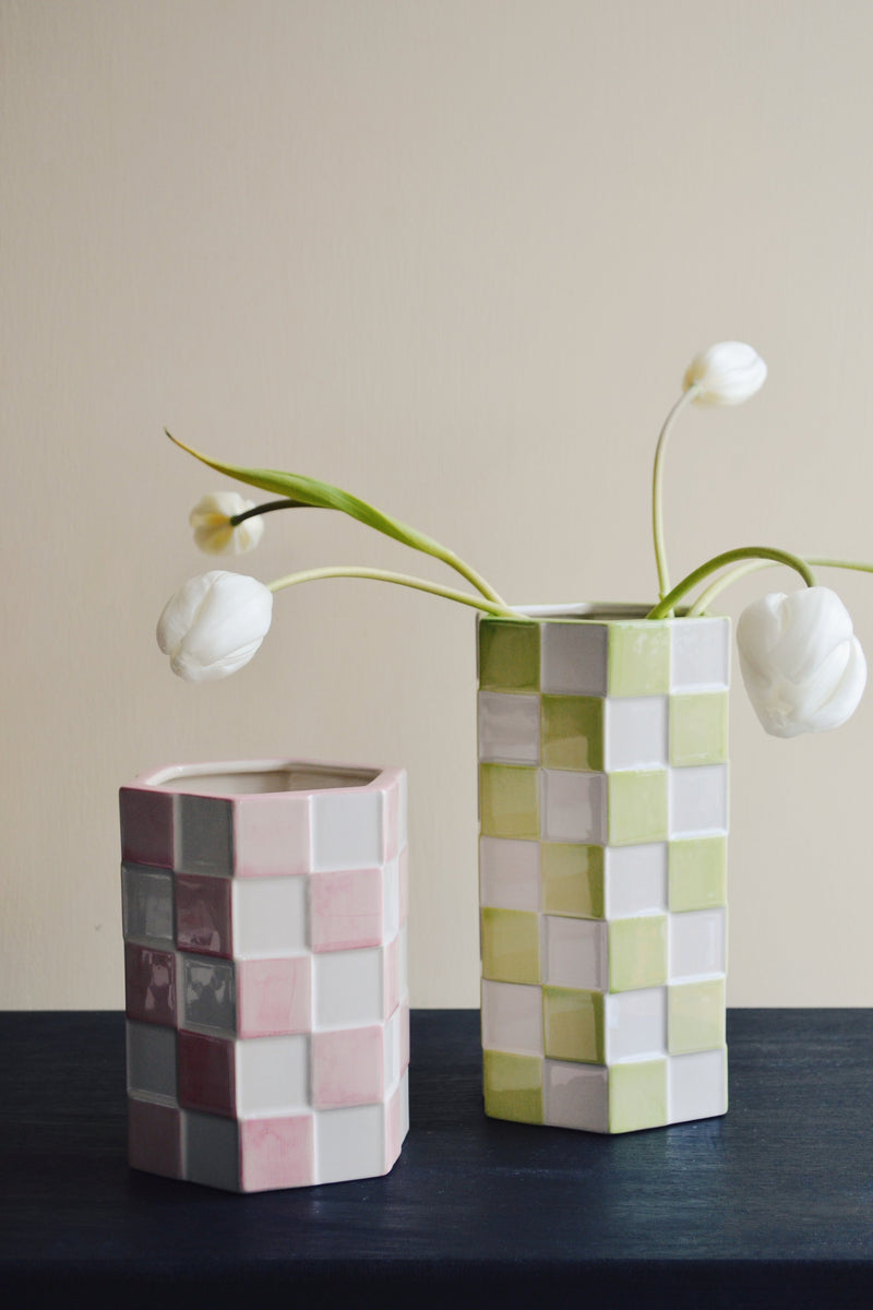 Check Tile Vase - Two Styles Available
