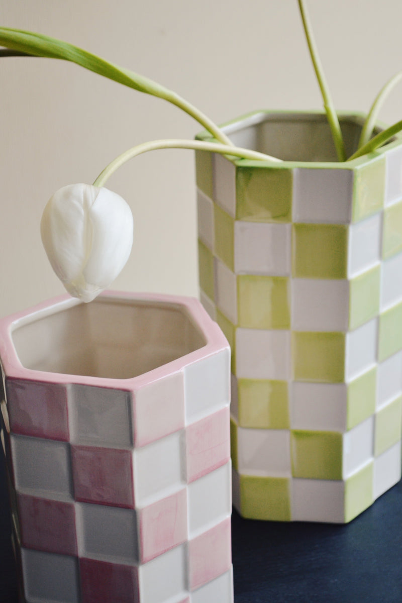 Check Tile Vase - Two Styles Available