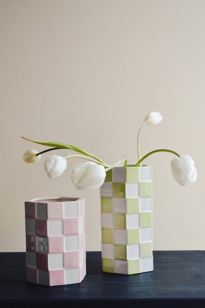 Check Tile Vase - Two Styles Available