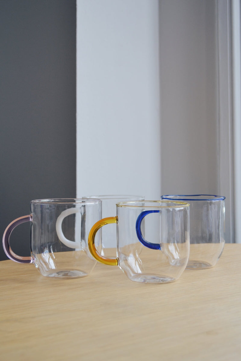 Coloured glass mugs sale