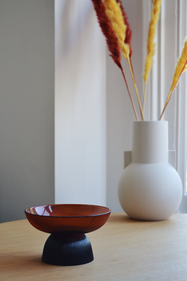 Orange Black Glass Small Fruit Bowl