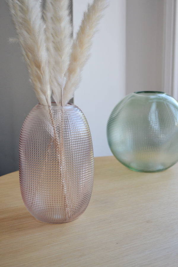 Textured Pale Pink Glass Vase