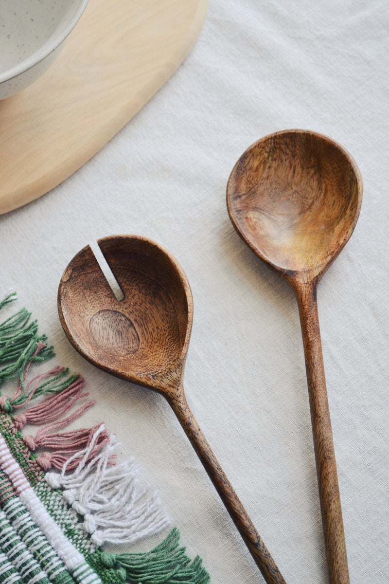 Wooden Salad Set Servers