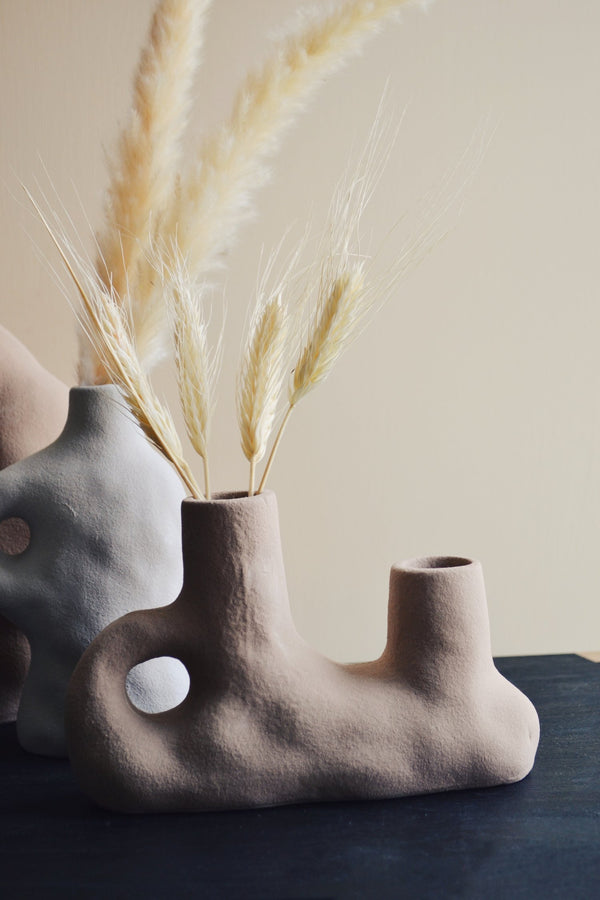 Sandstone Sculpted Stoneware Vase